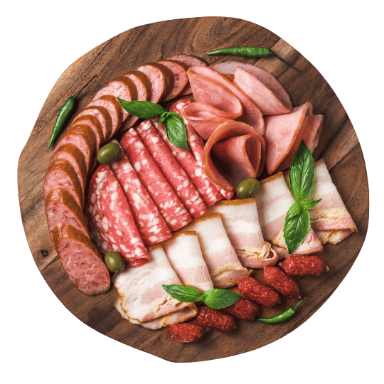 Holzplatte mit verschiedenem Aufschnitt