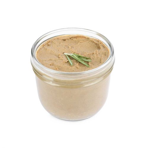 Ein Sturzglas mit Leberpastete gefüllt ohne Deckel